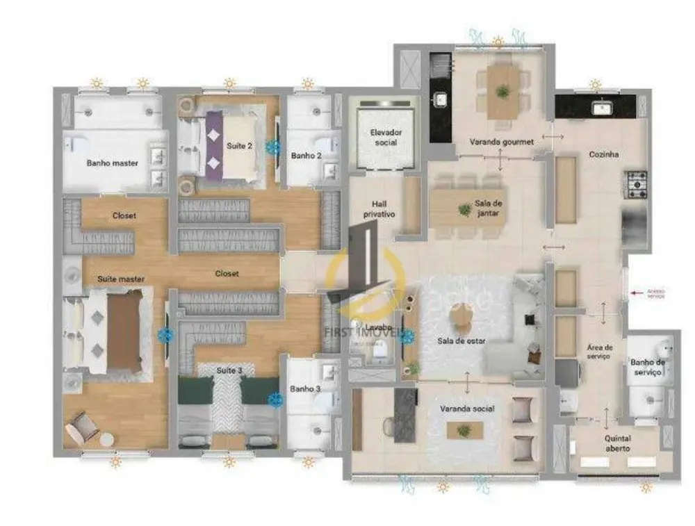 Apartamento, 3 quartos, 163 m² - Foto 1