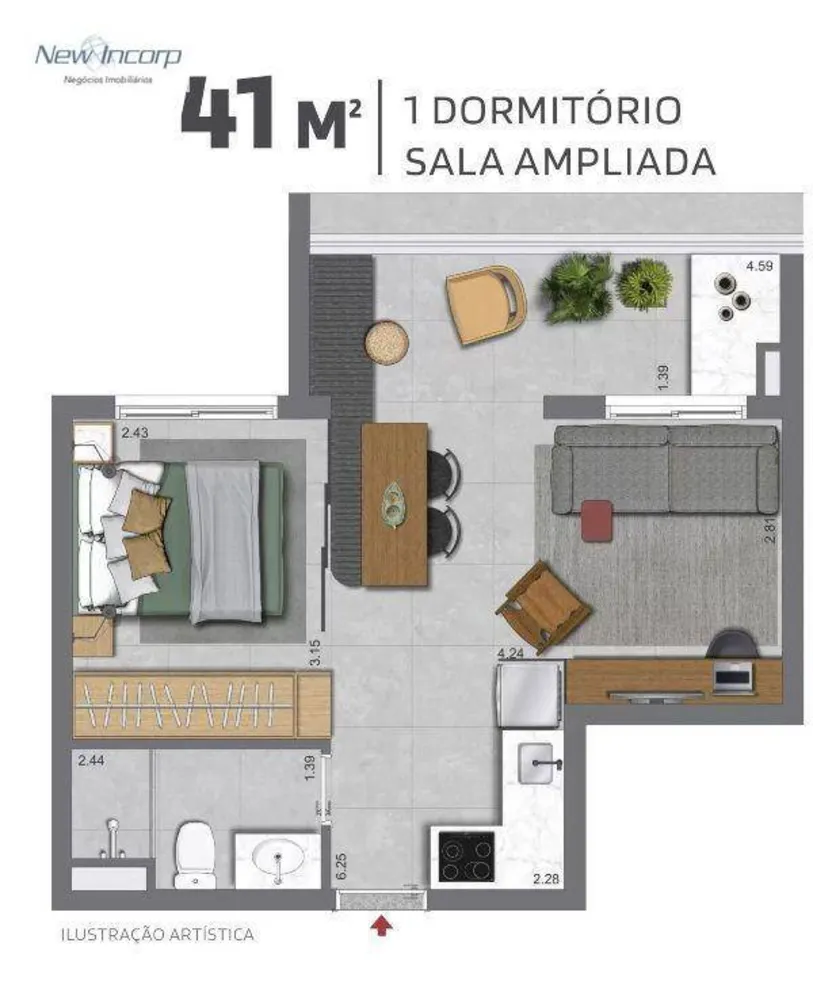 Apartamento, 2 quartos, 41 m² - Foto 1