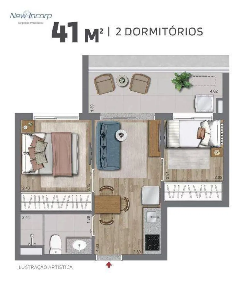 Apartamento, 2 quartos, 41 m² - Foto 2