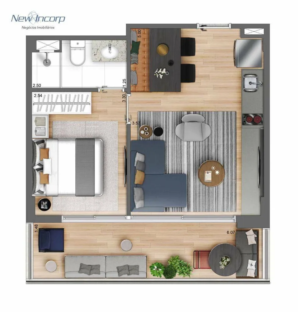 Apartamento, 1 quarto, 43 m² - Foto 1