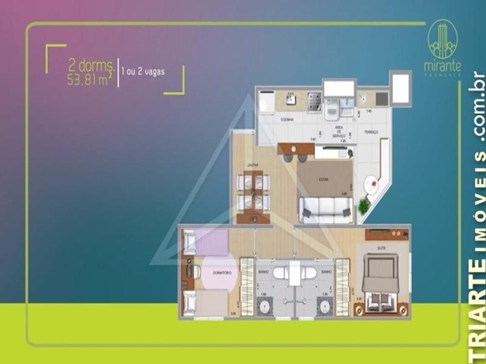 Apartamento à venda com 2 quartos, 53m² - Foto 1