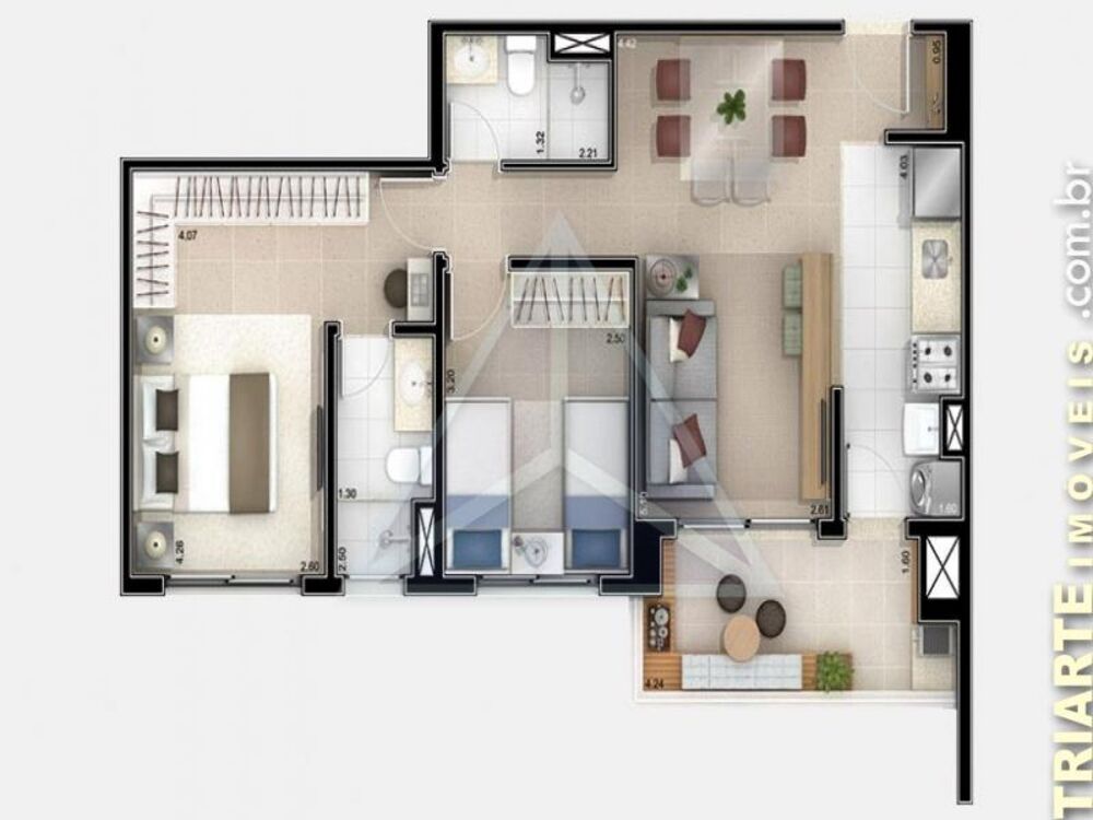 Apartamento, 2 quartos, 77 m² - Foto 2