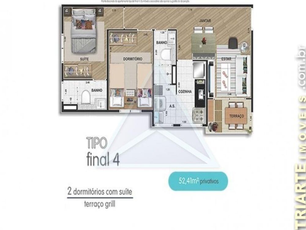 Apartamento à venda com 2 quartos, 54m² - Foto 3