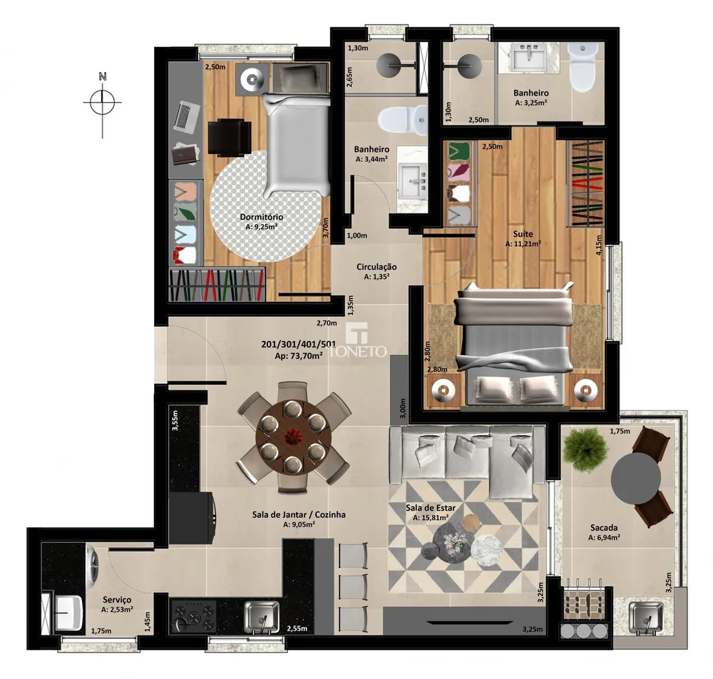 Apartamento, 2 quartos, 66 m² - Foto 3