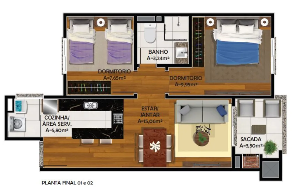 Apartamento, 2 quartos, 51 m² - Foto 2