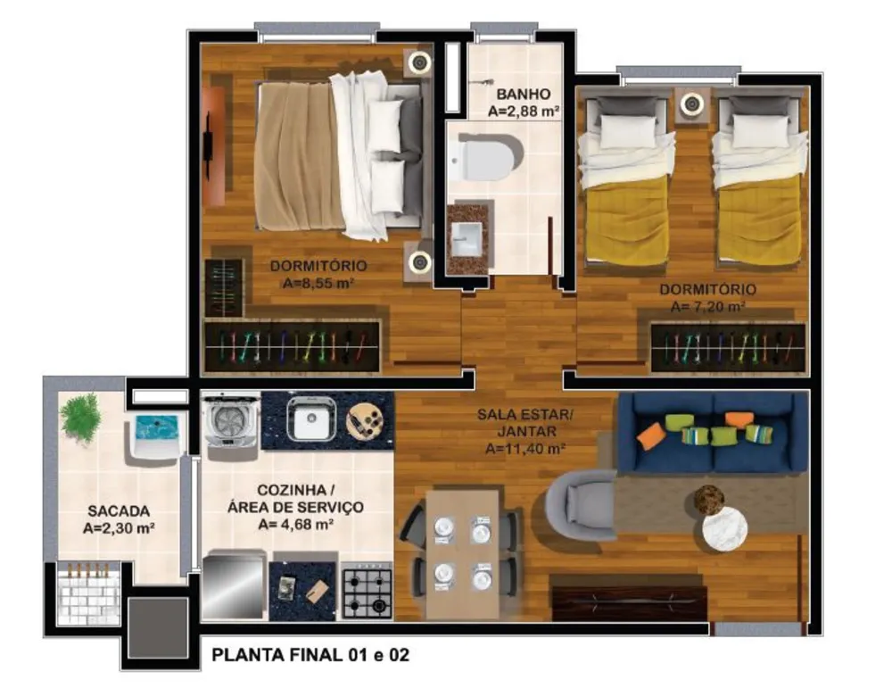 Apartamento, 2 quartos, 45 m² - Foto 6