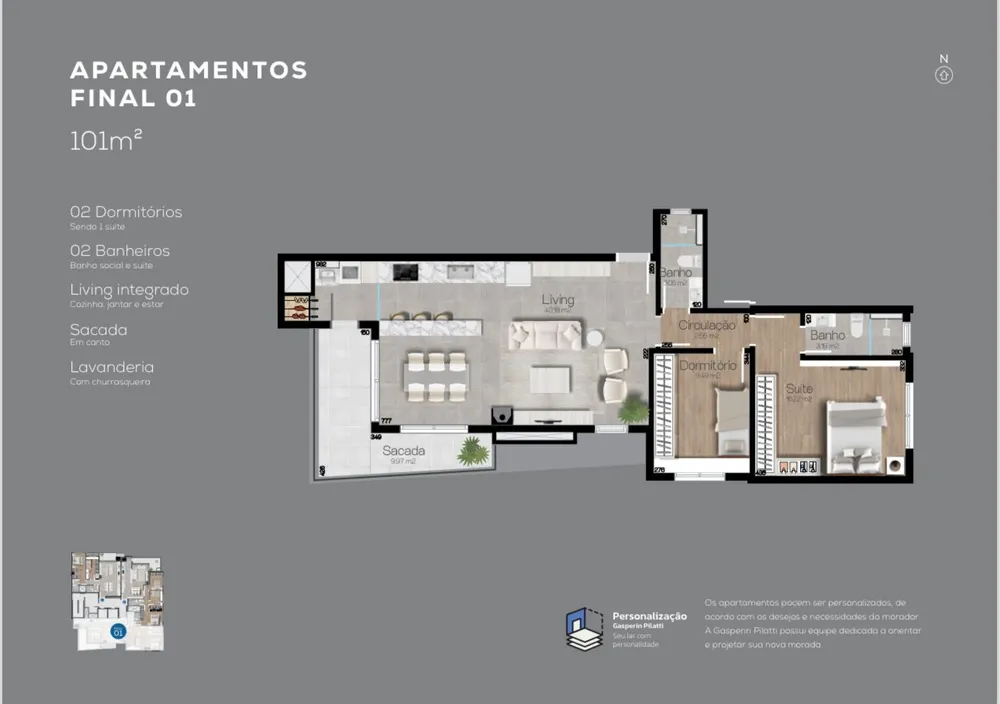 Apartamento, 2 quartos, 101 m² - Foto 3