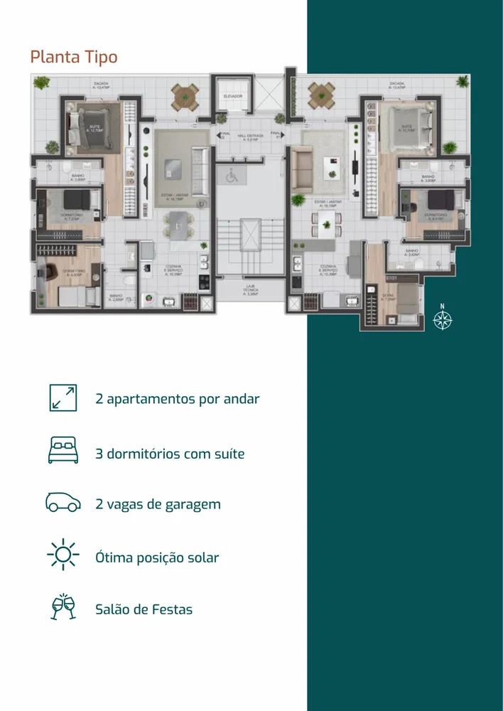 Apartamento, 3 quartos, 92 m² - Foto 2