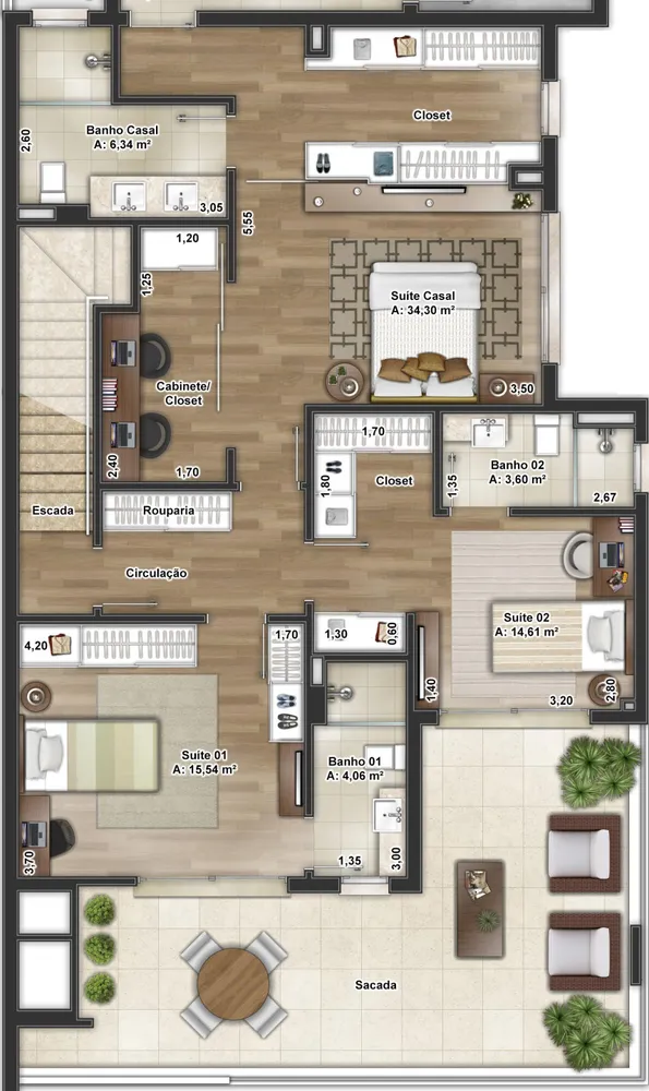 Apartamento, 3 quartos, 172 m² - Foto 3
