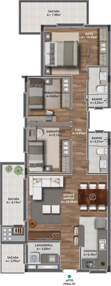 Apartamento, 3 quartos, 106 m² - Foto 3