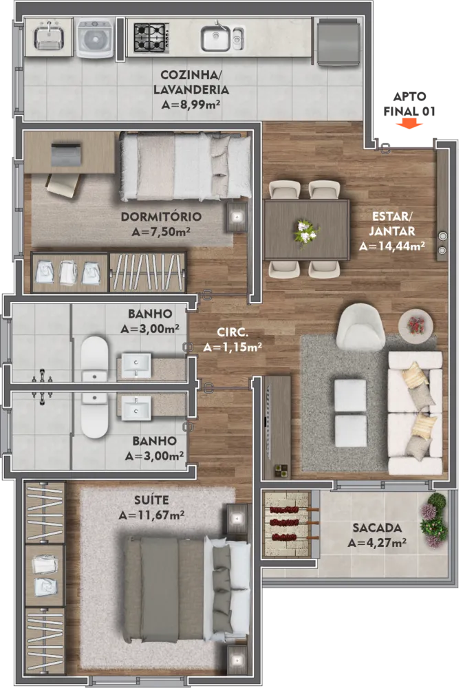 Apartamento, 2 quartos, 57 m² - Foto 7