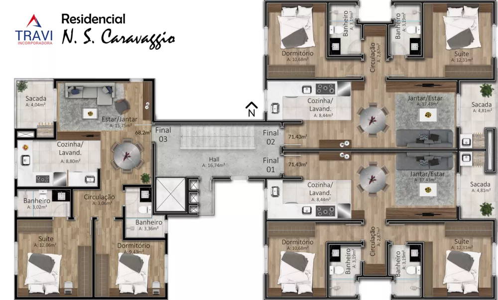 Apartamento à venda com 2 quartos, 68m² - Foto 1