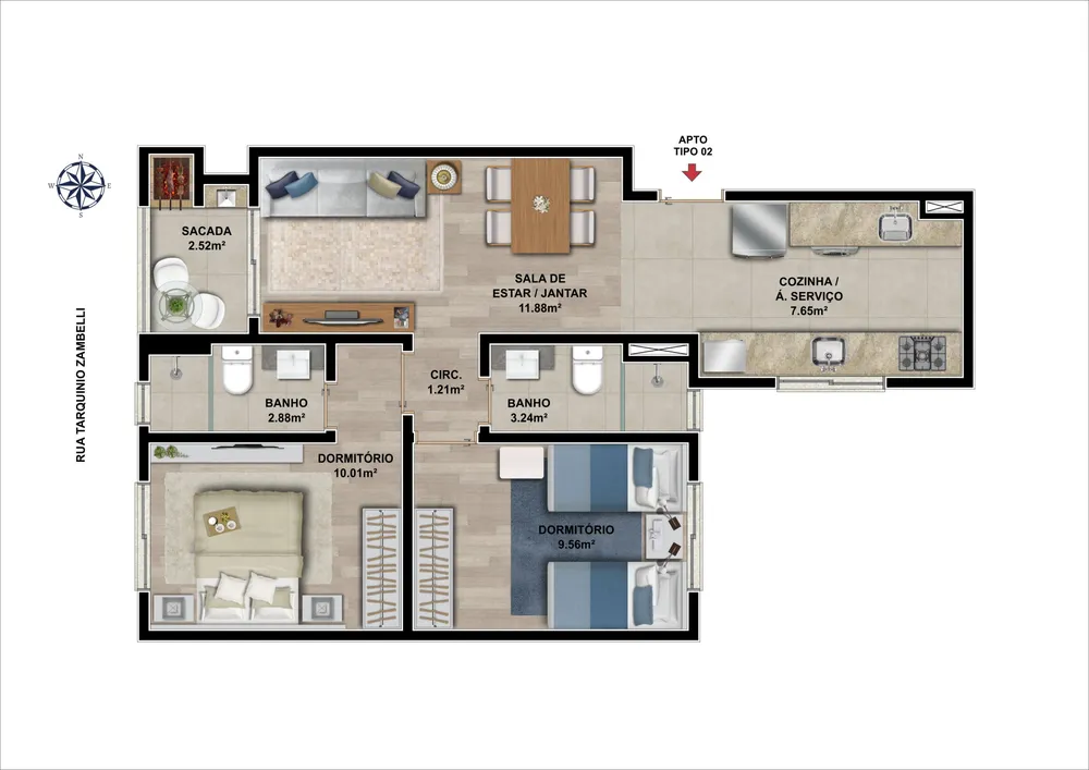 Apartamento, 3 quartos, 121 m² - Foto 2