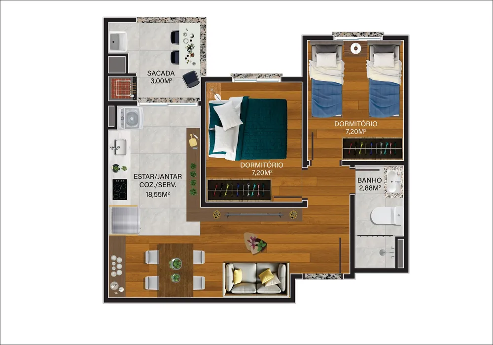 Apartamento, 2 quartos, 45 m² - Foto 14