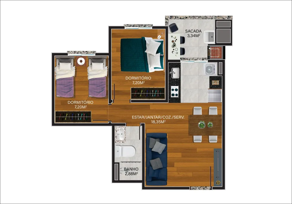 Apartamento, 2 quartos, 47 m² - Foto 8