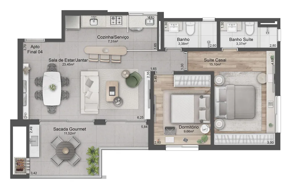 Apartamento, 2 quartos, 87 m² - Foto 3