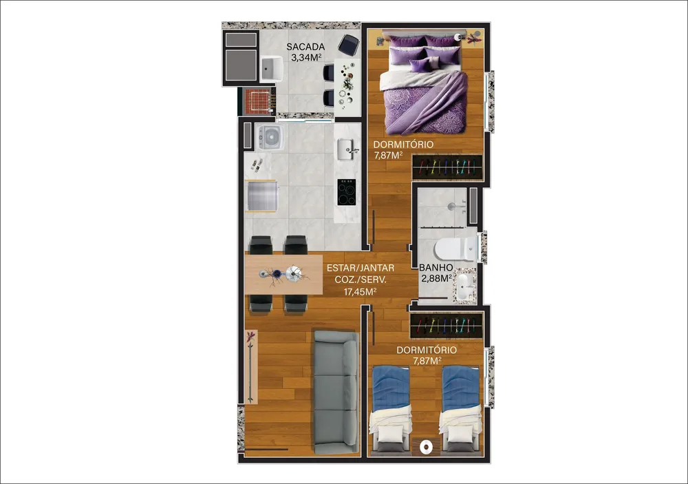 Apartamento, 3 quartos, 61 m² - Foto 9