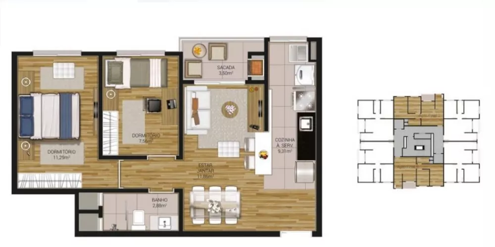 Apartamento à venda com 2 quartos, 55m² - Foto 6