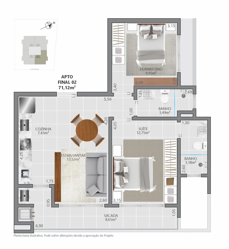 Apartamento, 2 quartos, 74 m² - Foto 14