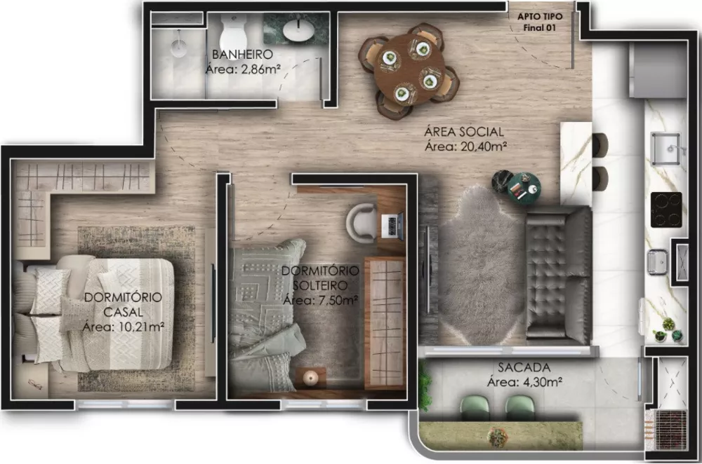 Apartamento, 2 quartos, 50 m² - Foto 16