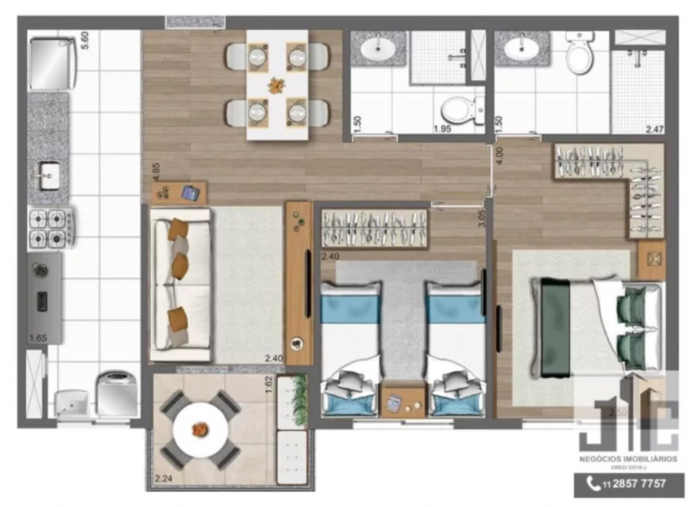 Apartamento, 2 quartos, 58 m² - Foto 3