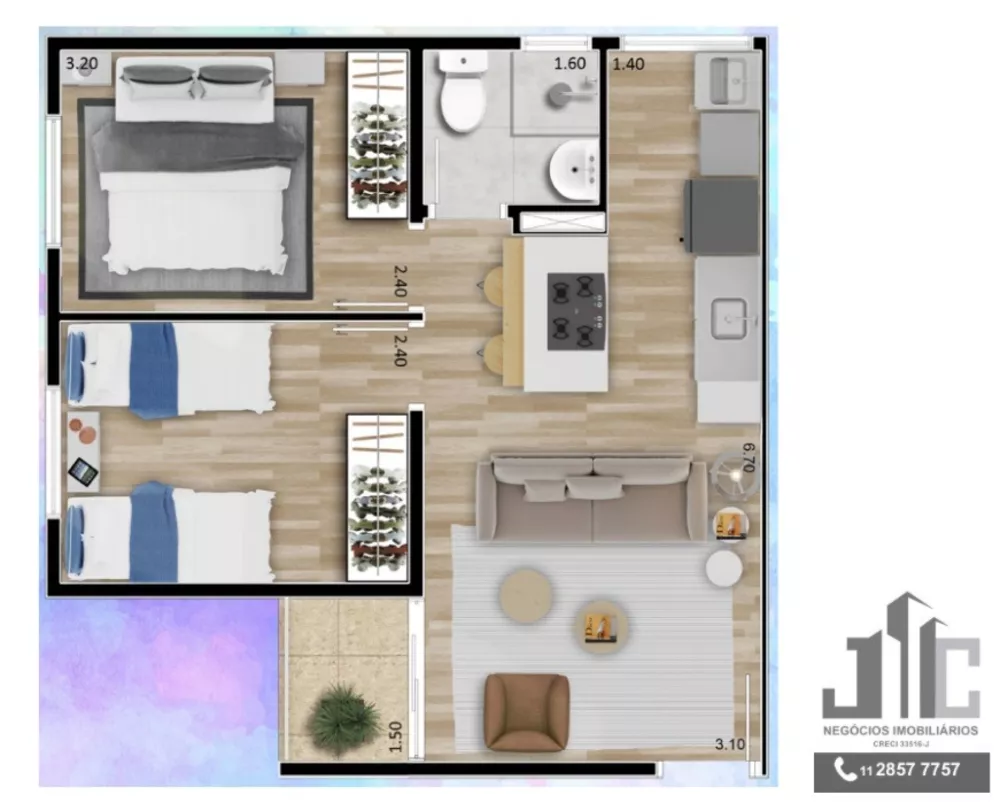 Apartamento, 2 quartos, 42 m² - Foto 3
