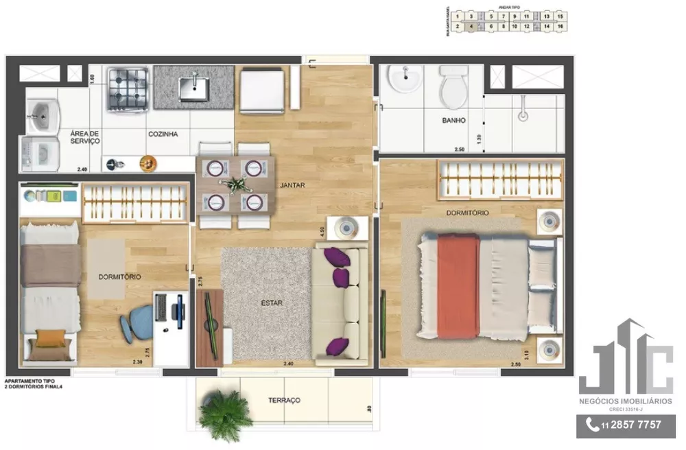 Apartamento, 2 quartos, 38 m² - Foto 3