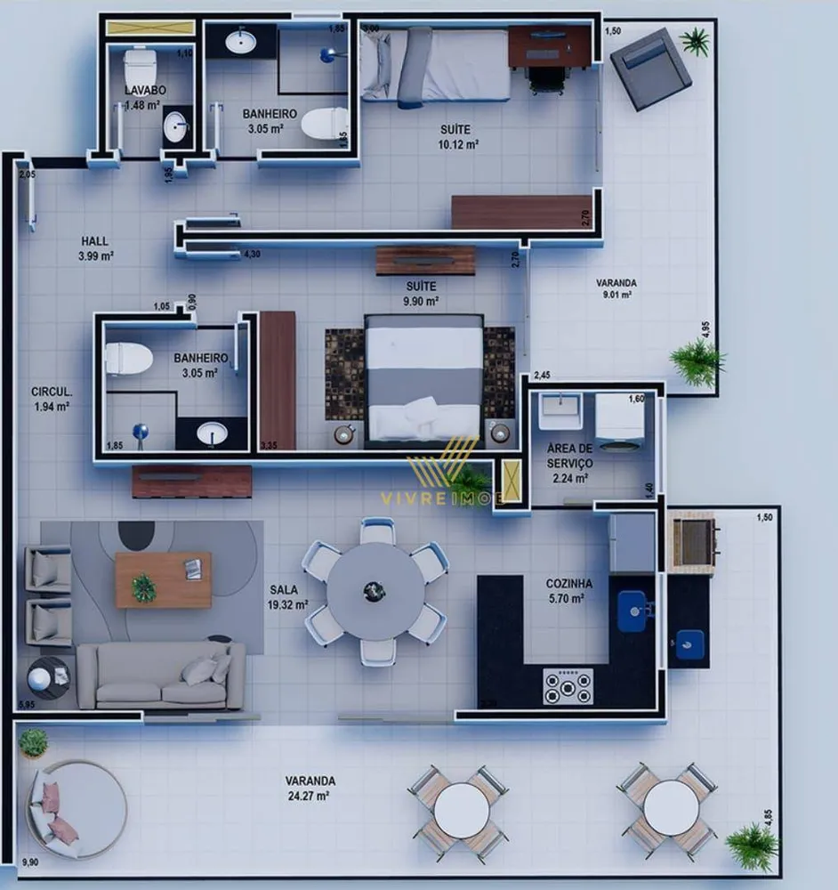 Apartamento, 2 quartos, 103 m² - Foto 9