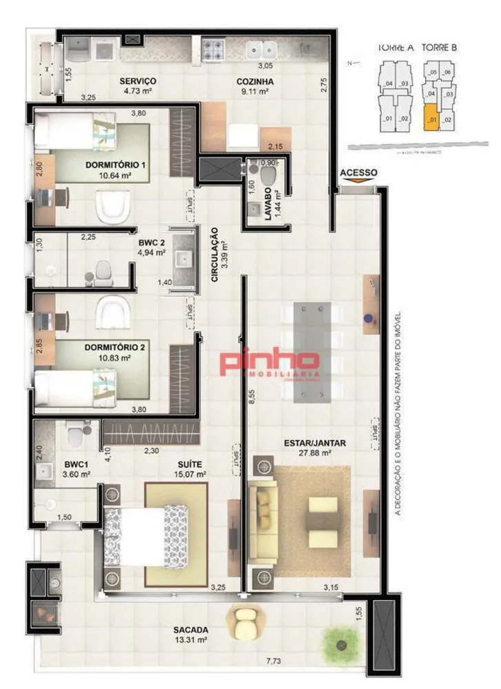Apartamento, 3 quartos, 124 m² - Foto 2