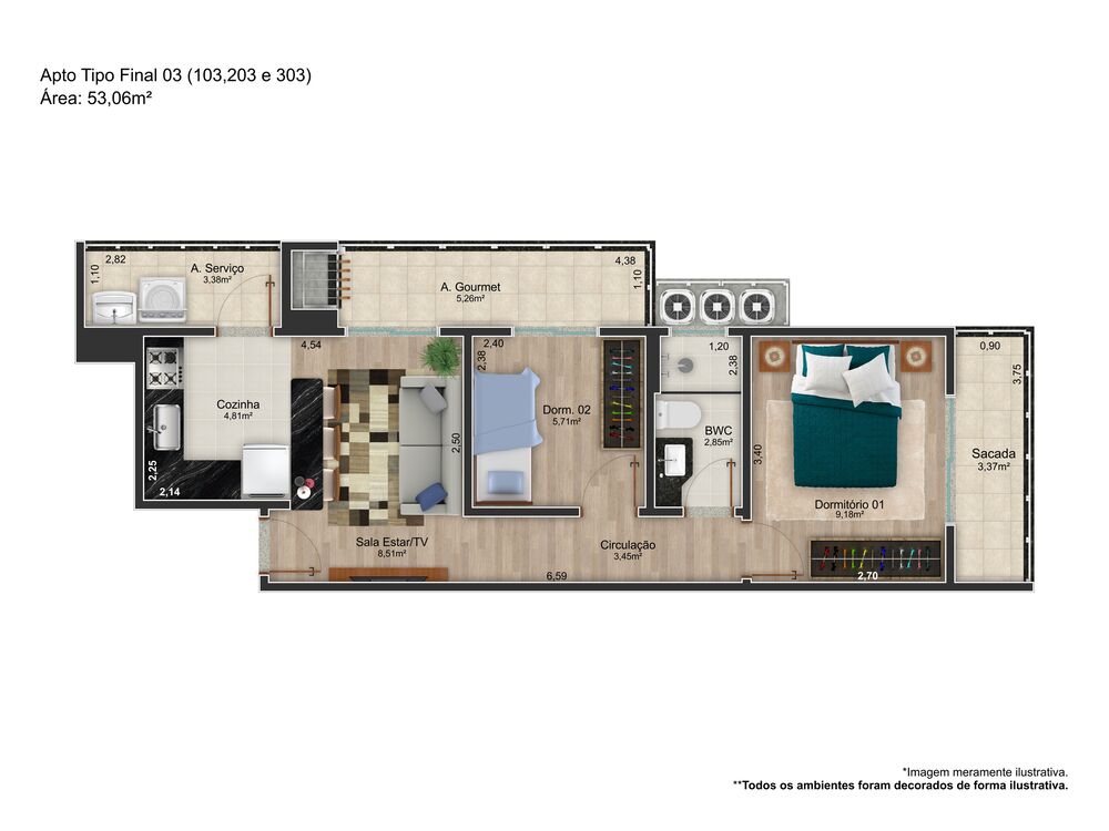Apartamento, 2 quartos, 53 m² - Foto 2
