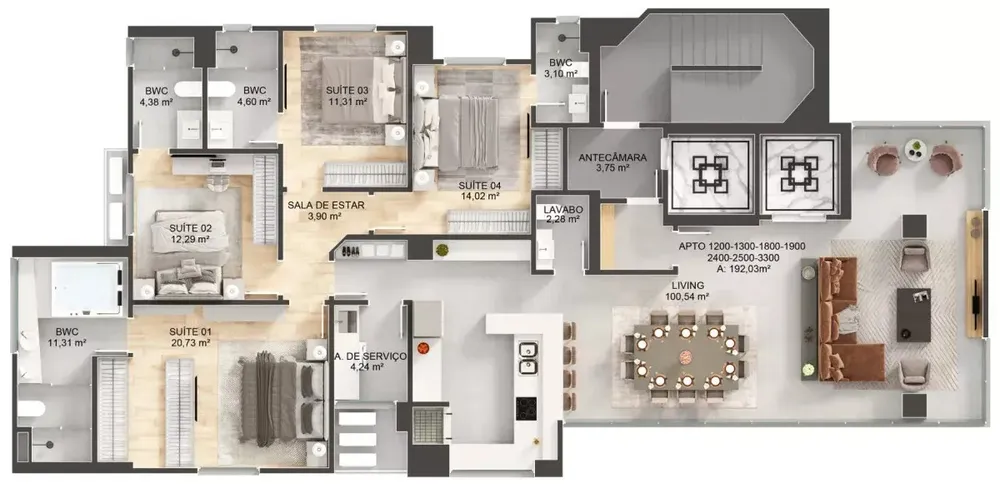 Apartamento, 4 quartos, 192 m² - Foto 14