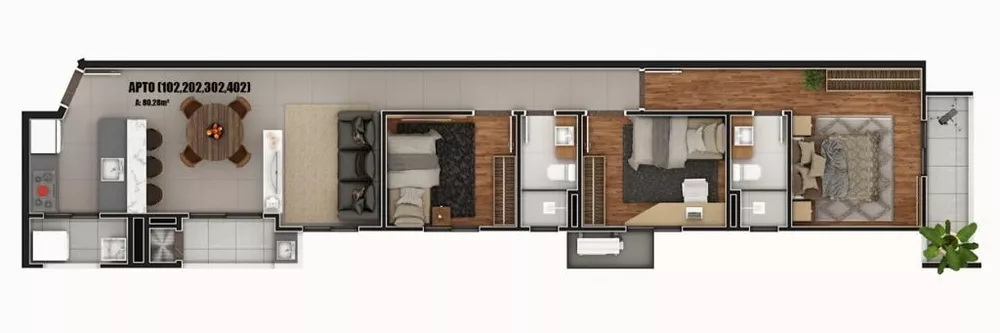 Apartamento à venda com 3 quartos, 80m² - Foto 3