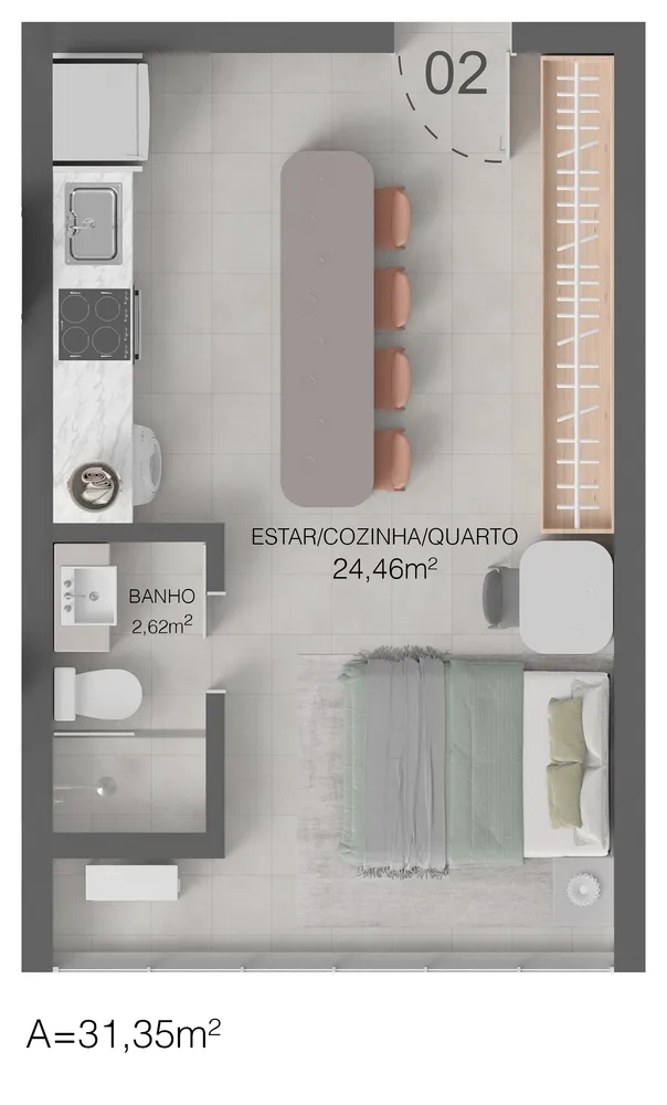 Apartamento, 1 quarto, 31 m² - Foto 8