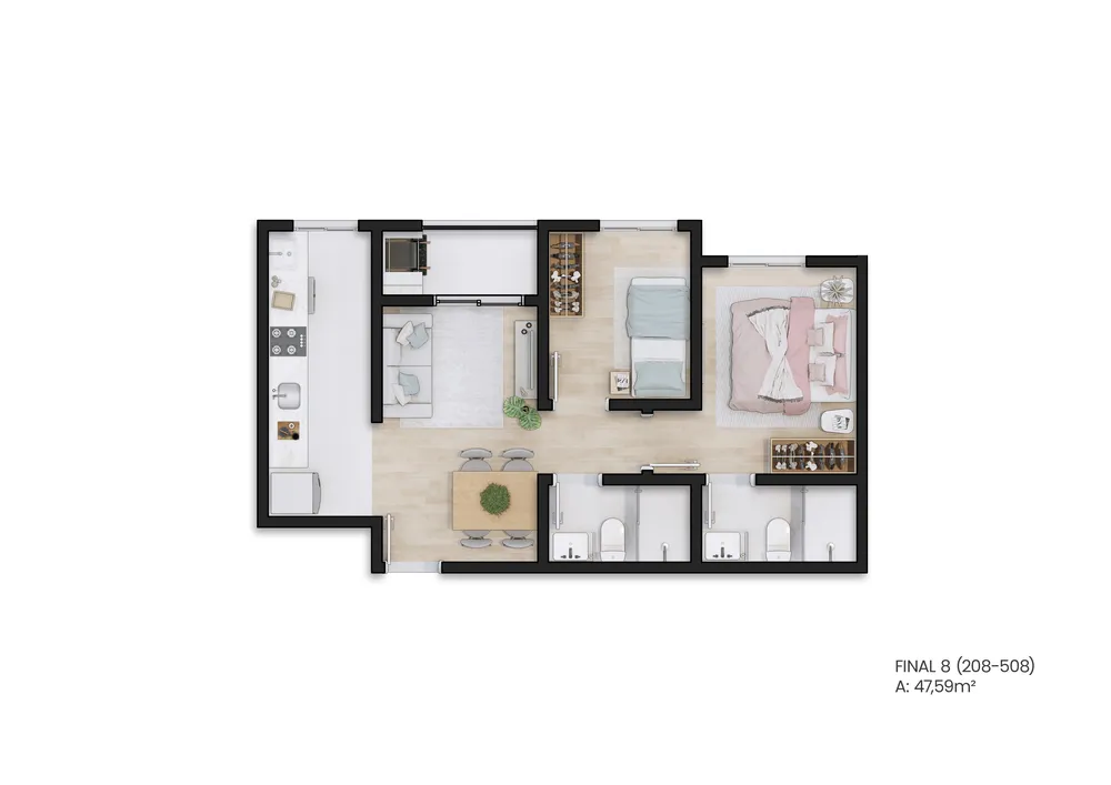 Apartamento, 2 quartos, 46 m² - Foto 7