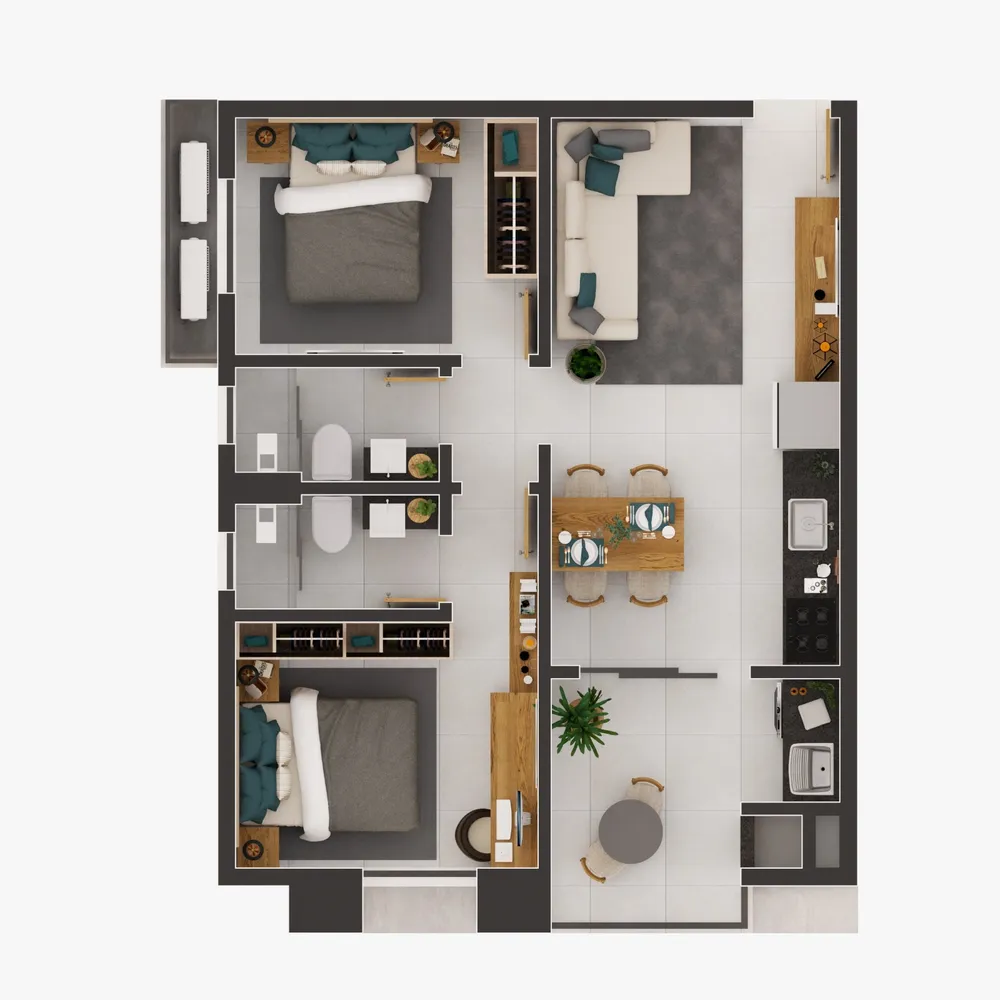 Apartamento, 2 quartos, 56 m² - Foto 1
