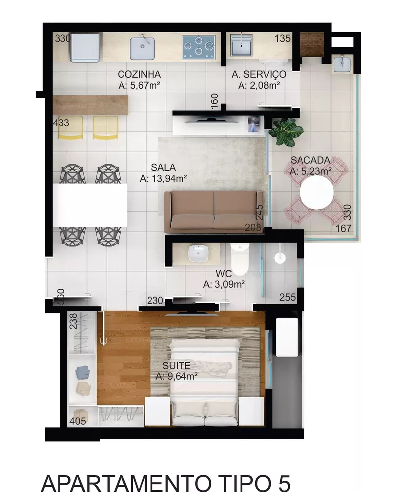 Apartamento à venda com 1 quarto, 49m² - Foto 2