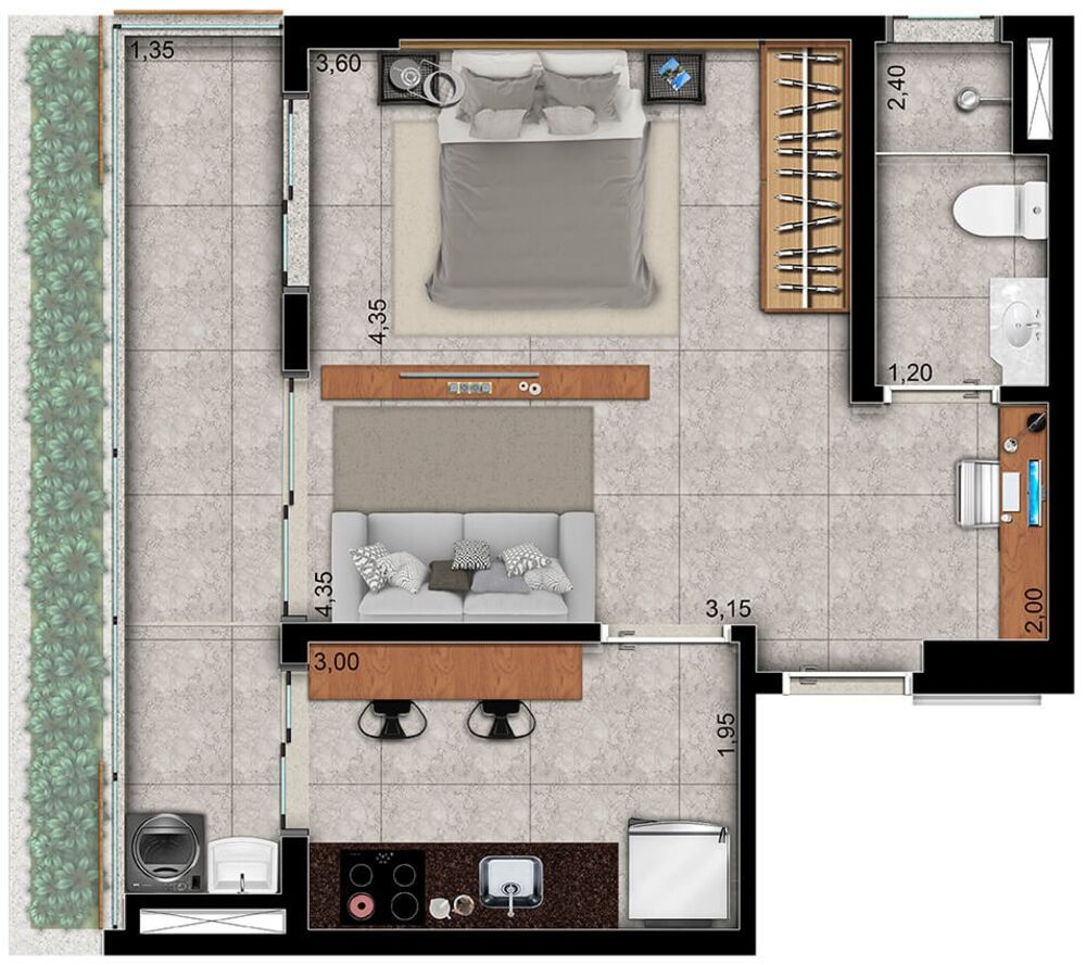 Apartamento, 1 quarto, 46 m² - Foto 1