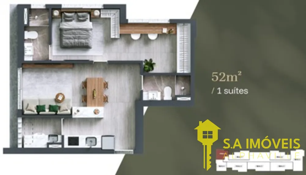 Apartamento, 1 quarto, 52 m² - Foto 3