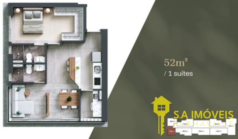 Apartamento, 1 quarto, 52 m² - Foto 2