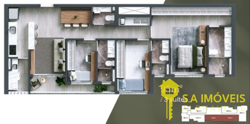 Apartamento, 3 quartos, 95 m² - Foto 1