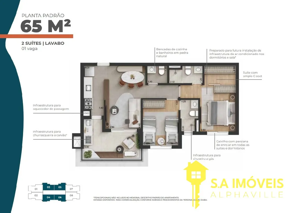 Apartamento, 2 quartos, 65 m² - Foto 2