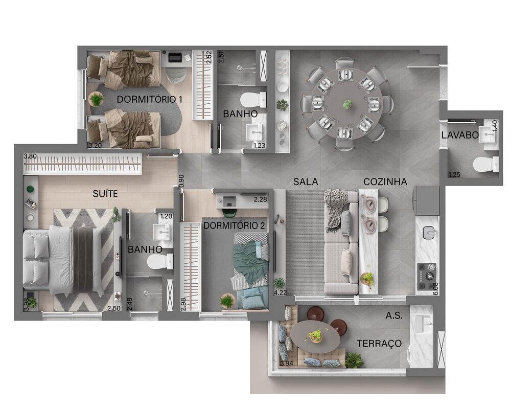 Apartamento, 2 quartos, 57 m² - Foto 2