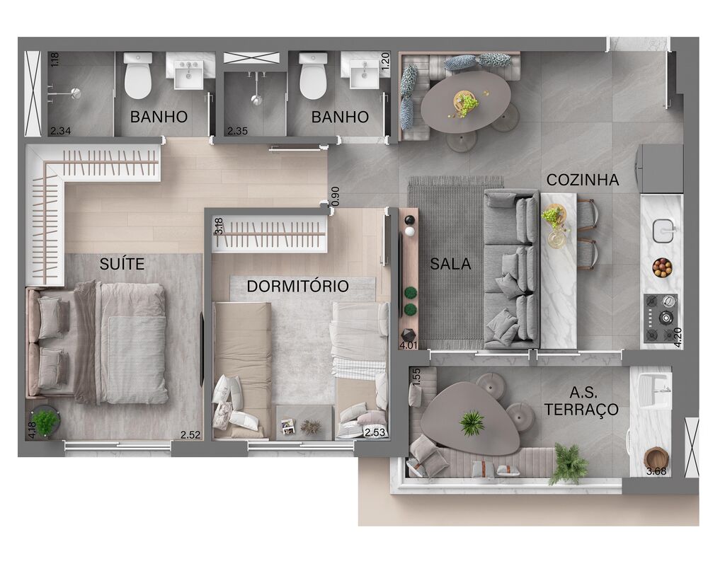 Apartamento, 2 quartos, 57 m² - Foto 1