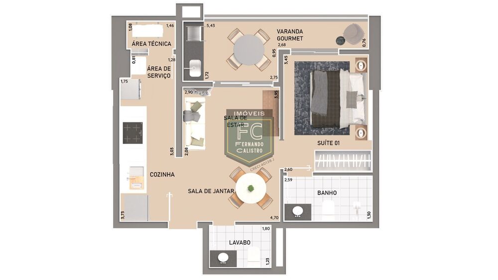 Apartamento, 1 quarto, 51 m² - Foto 12