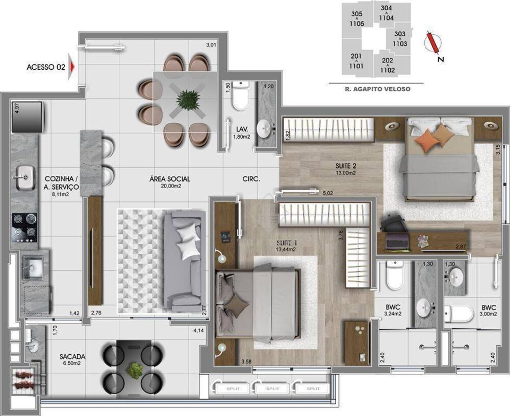 Apartamento à venda com 2 quartos, 76m² - Foto 5
