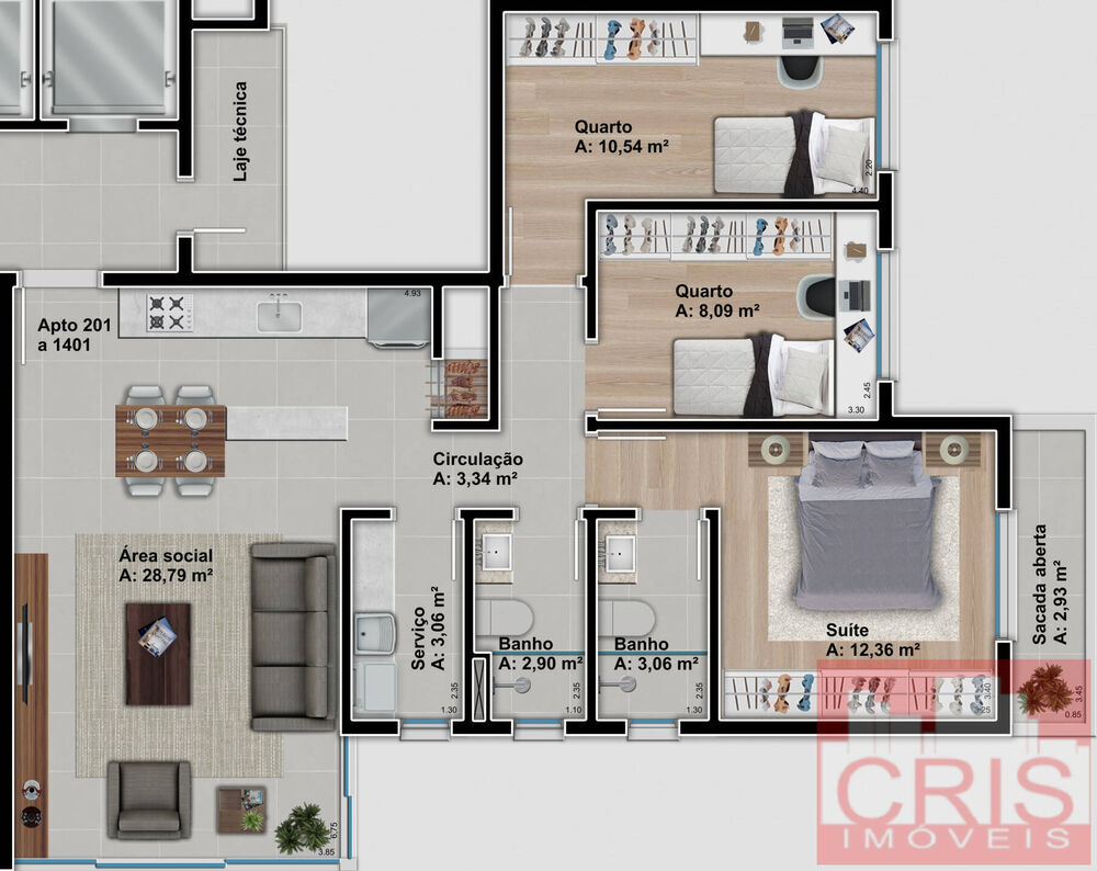 Apartamento, 3 quartos, 88 m² - Foto 2