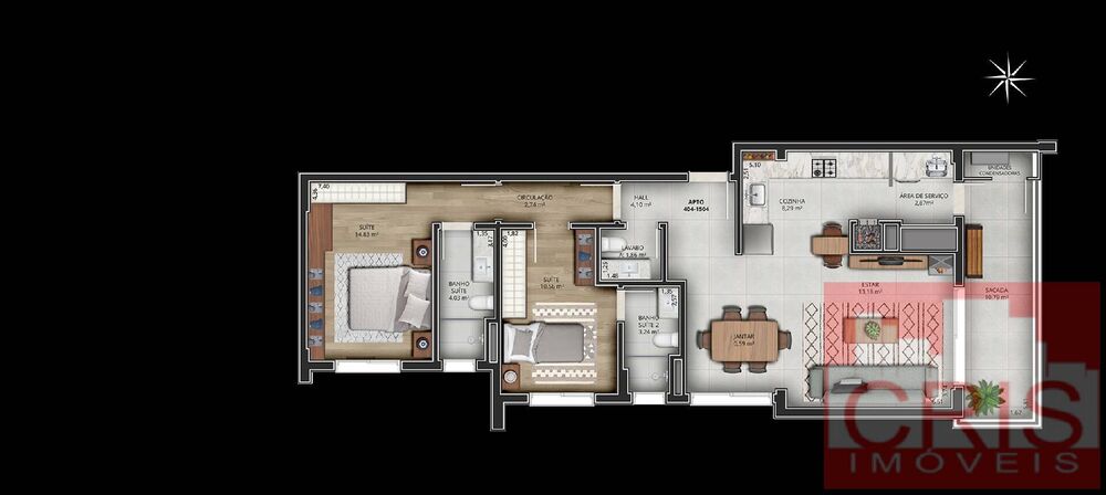 Apartamento à venda com 3 quartos, 166m² - Foto 3