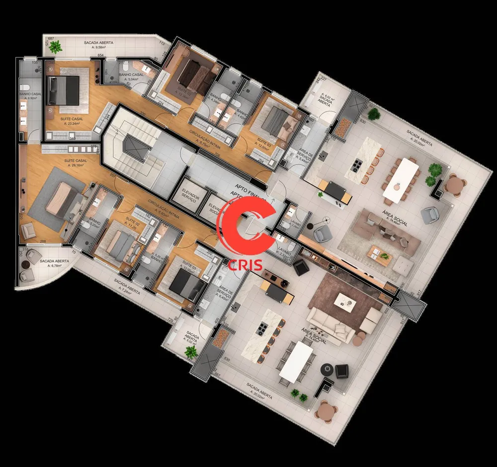 Apartamento, 3 quartos, 207 m² - Foto 2