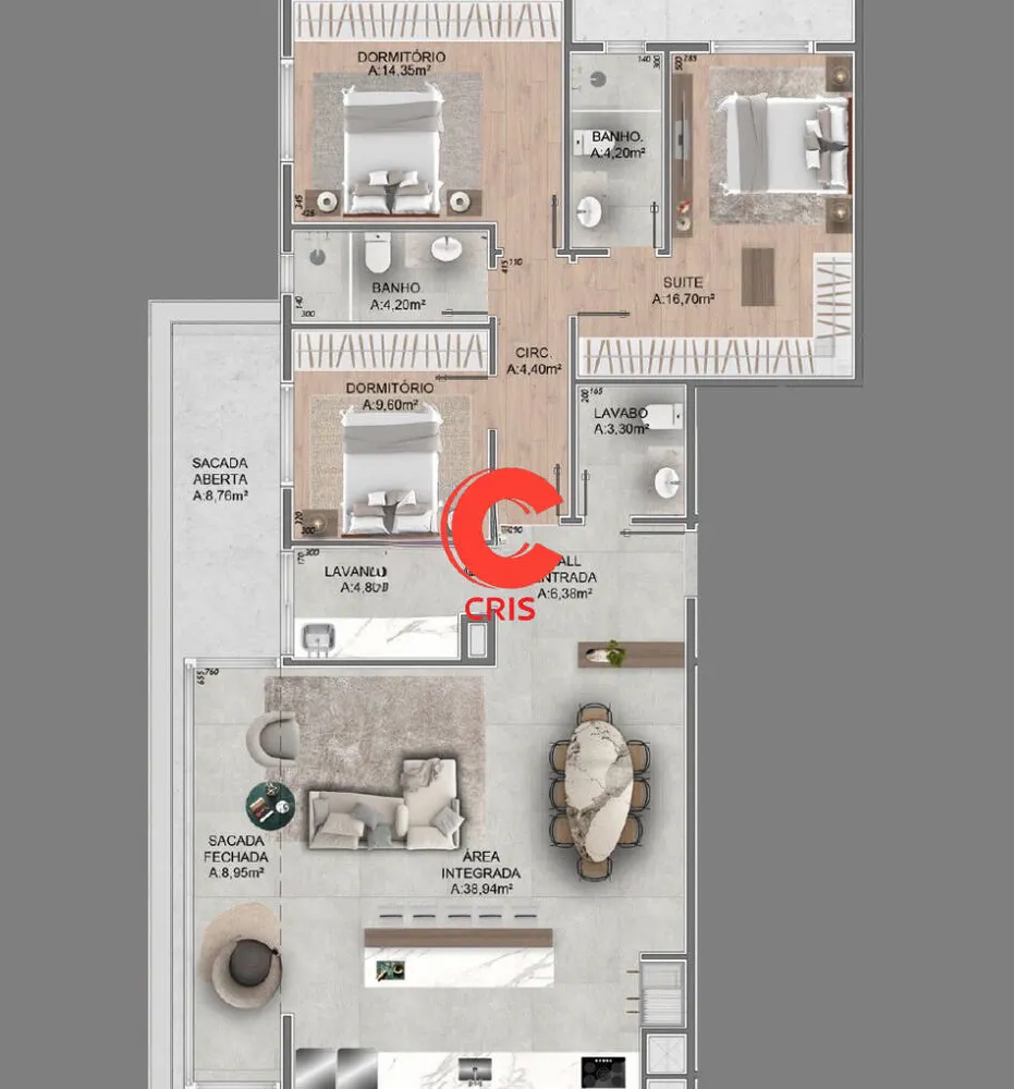 Apartamento, 3 quartos, 124 m² - Foto 4