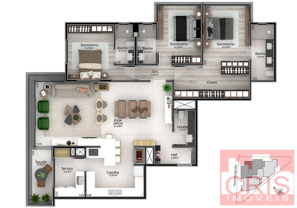 Apartamento, 3 quartos, 167 m² - Foto 3